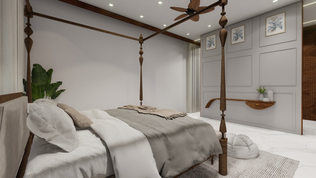 Four-poster bedroom at House of Heritage, by Kaari Studio