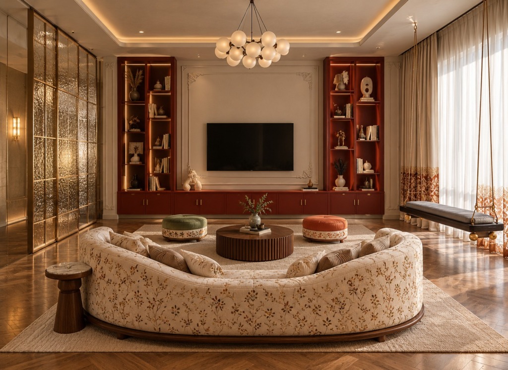 Family living room at The Art House, by Kaari Studio