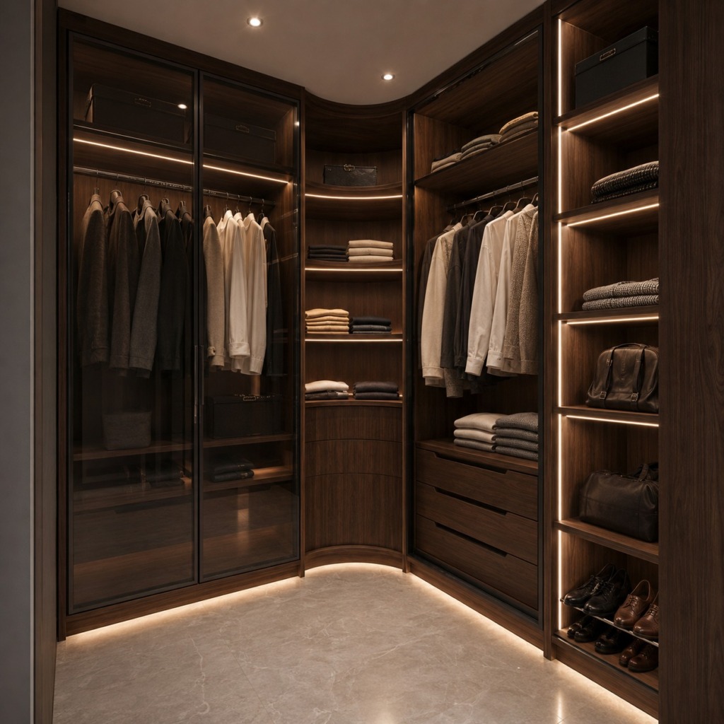 Walk-in wardrobe at The Art House, by Kaari Studio