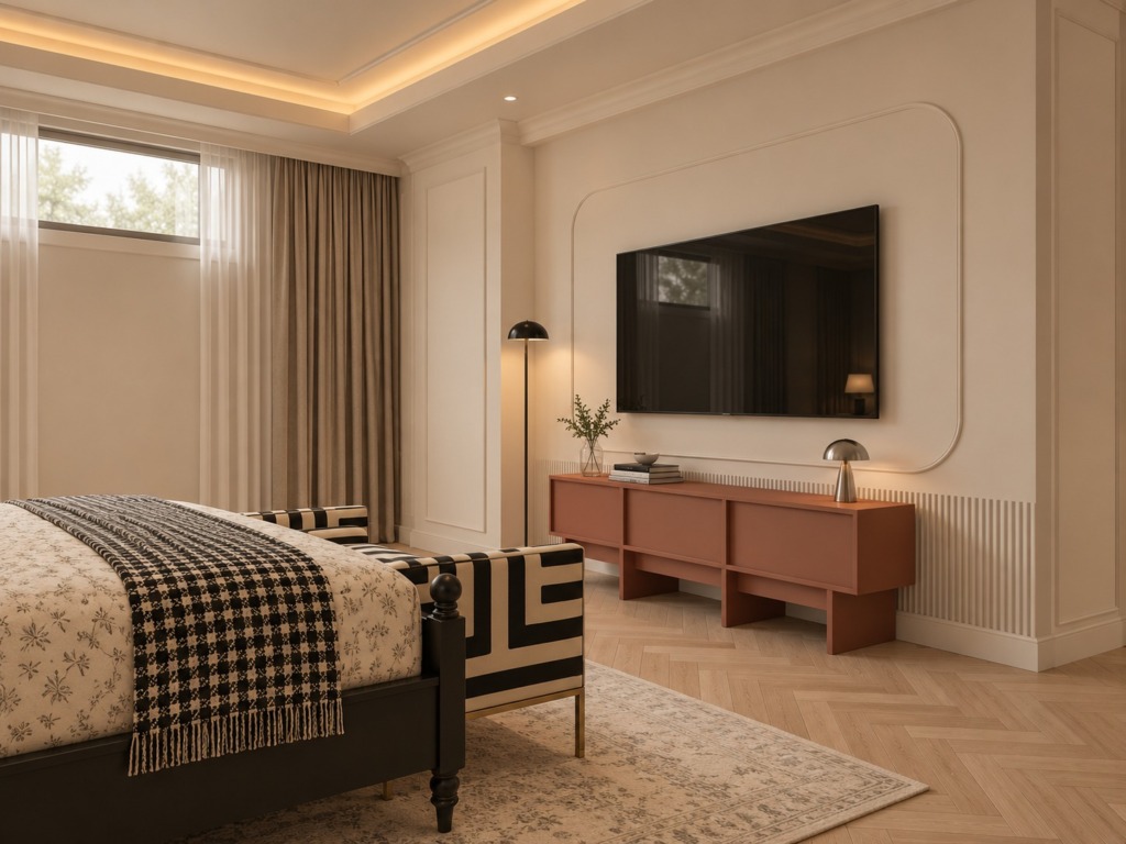 Bedroom 1 detail at The Mayfair House, by Kaari Studio